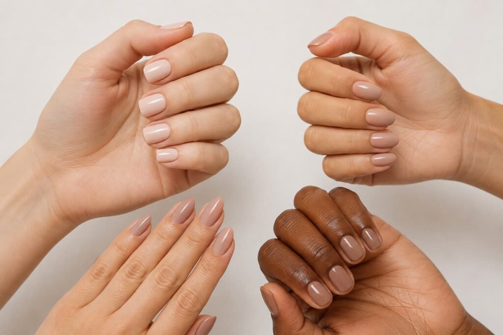 Almond nails with micro French tips, dots, fine stripes, metallic accents, and floral details.