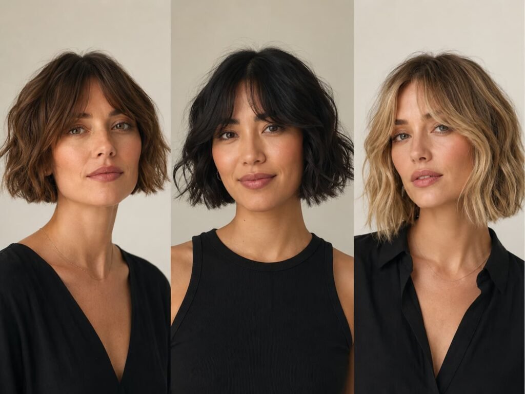 Jaw-length, chin-length, and slightly longer textured French bob variations