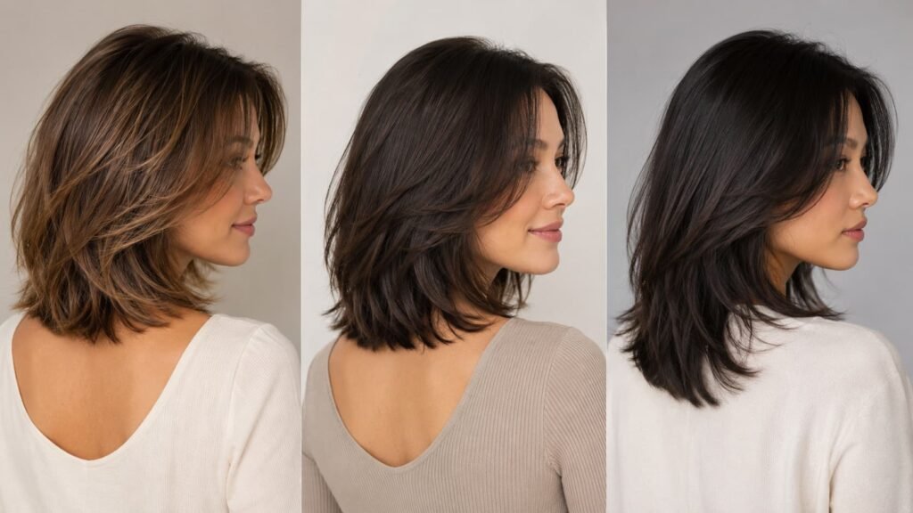 Shoulder, collarbone, and slightly longer medium layered hair lengths