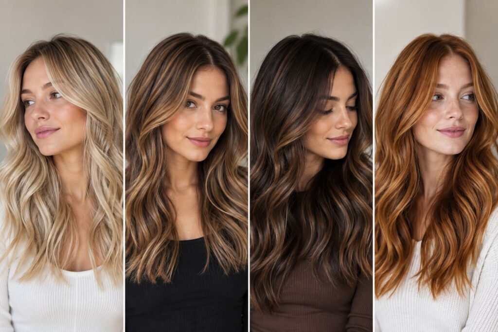 Babylights on blonde brunette dark and copper hair