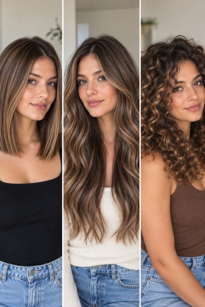 Babylights on straight wavy and curly hair