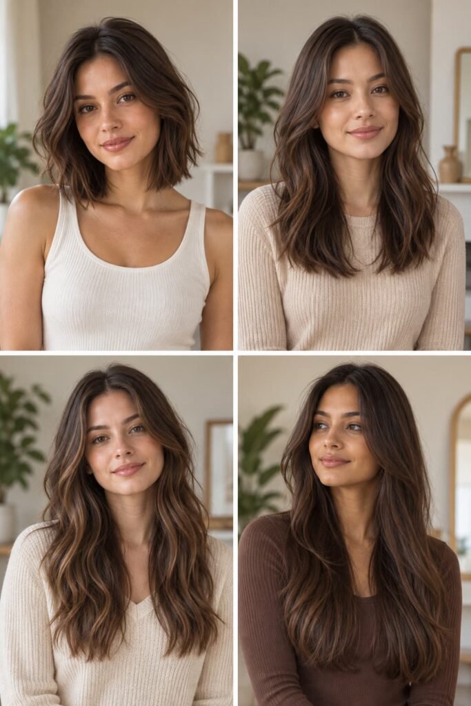 Conceptual examples of how hair length may appear to change over 12 months