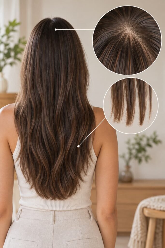Illustration showing the difference between new hair growth and visible strand length
