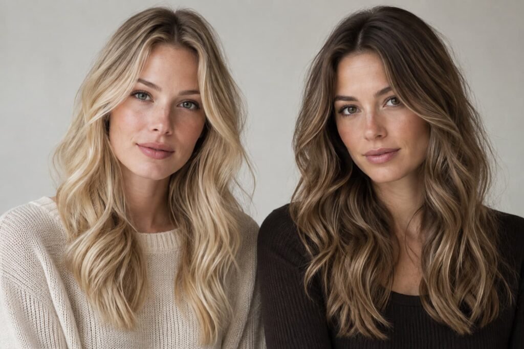 Light dirty blonde hair compared with dark dirty blonde hair