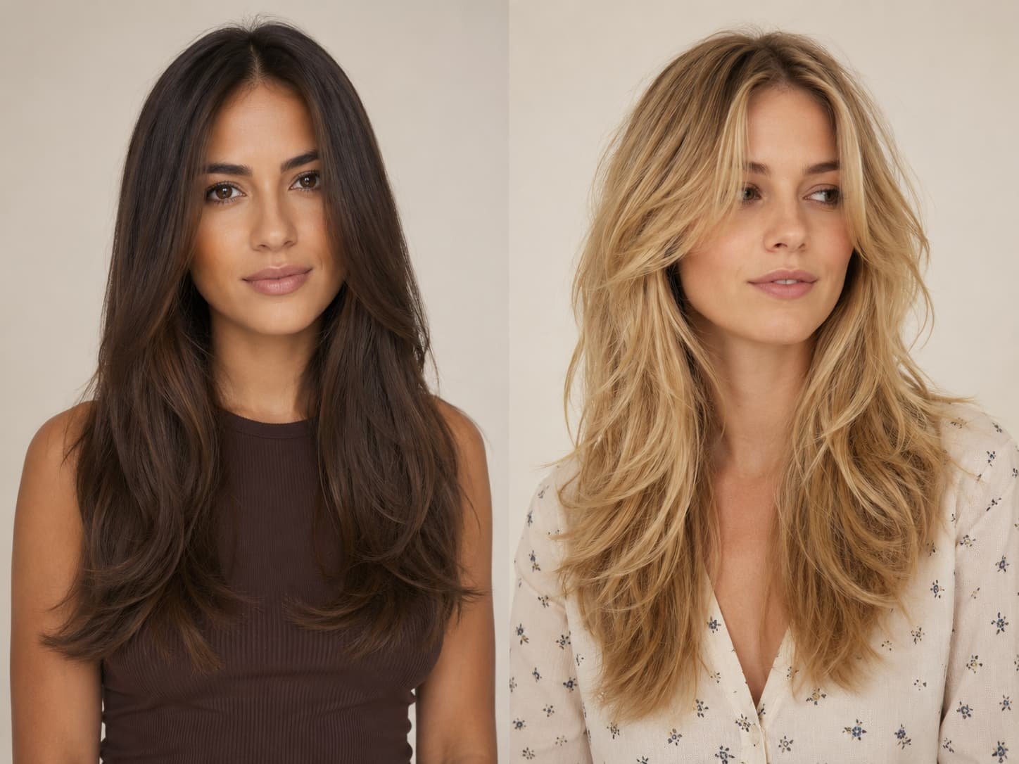 Long hair examples showing subtle lower layers and more defined upper layers