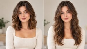 1 year hair growth comparison showing change in hair length