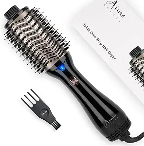 Black round hot air styling brush