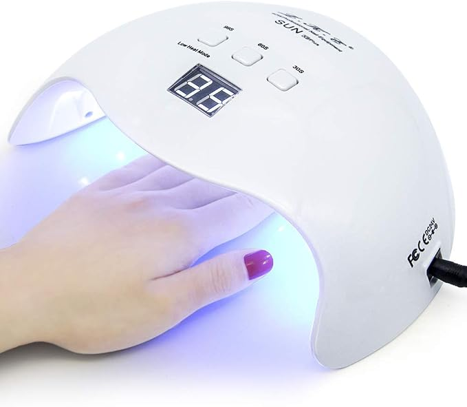 White nail lamp with a digital display